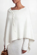 Pearl Asymmetrical Faux Fur Poncho