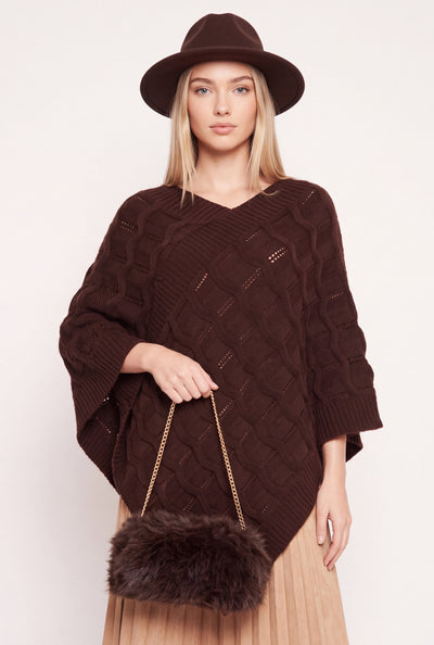 Textured Sweater Poncho