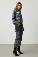 Gracie Plaid Flannel Patch Cropped Shirt