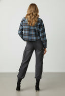 Gracie Plaid Flannel Patch Cropped Shirt