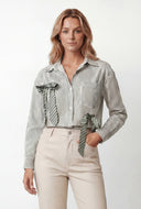 Scottie Satin Bow Striped Poplin Shirt