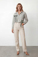 Scottie Satin Bow Striped Poplin Shirt