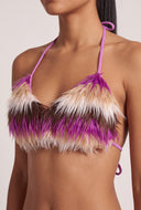 Faux Fur Crop Halter Top