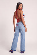 Faux Fur Crop Halter Top