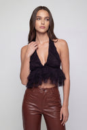 Robin Ruffled Tulle Halter Crop Top
