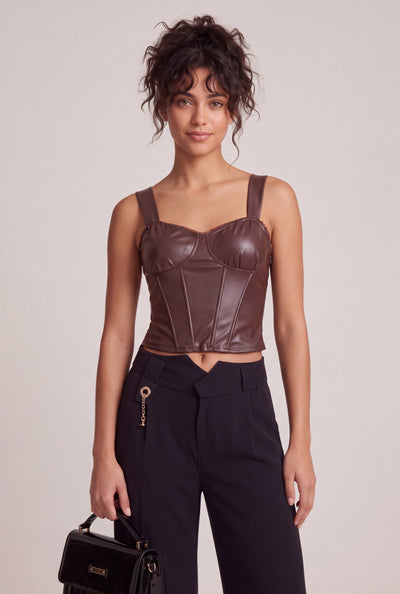 Vegan Leather Bustier Top