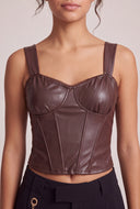 Vegan Leather Bustier Top