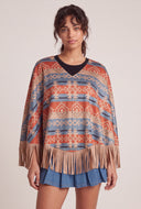 Aztec Print Fringe Poncho