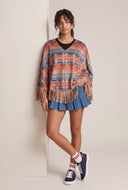 Aztec Print Fringe Poncho