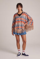 Aztec Print Fringe Poncho