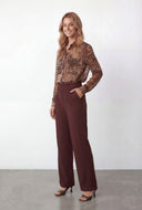Leopard Chiffon Button Front Blouse