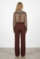 Leopard Chiffon Button Front Blouse