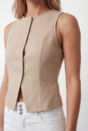Baylor Pinstripe Button Front Blazer Vest
