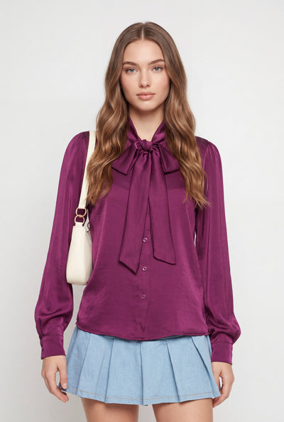Satin Tie Neck Top
