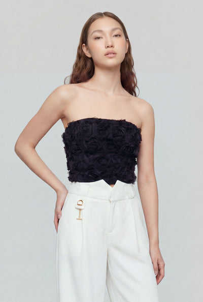 3D Mesh Floral Tube Top