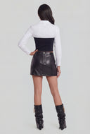 Layered Look Crepe Knit Crop Corset Shirt
