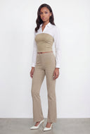 Layered Look Crepe Knit Crop Corset Shirt