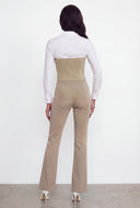Layered Look Crepe Knit Crop Corset Shirt