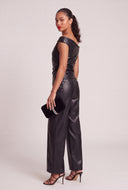 Vegan Leather One Shoulder Top