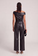 Vegan Leather One Shoulder Top