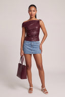 Vegan Leather One Shoulder Top