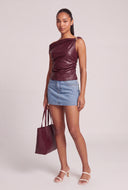 Vegan Leather One Shoulder Top