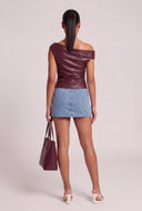 Vegan Leather One Shoulder Top