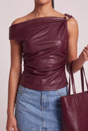 Vegan Leather One Shoulder Top