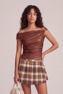 Vegan Leather One Shoulder Top