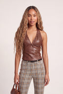 Vegan Leather Studded Halter Top