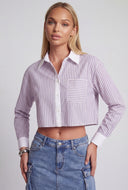 Striped Poplin Crop Shirt