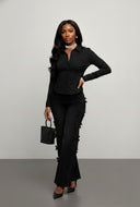 Melody Ruched Long Sleeve Button Front Shirt