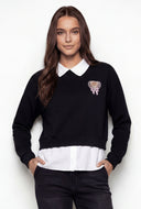 Ivey Graphic Shirt Collar Layered Sweatshirt