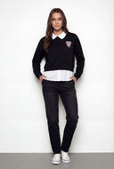 Ivey Graphic Shirt Collar Layered Sweatshirt
