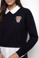 Ivey Graphic Shirt Collar Layered Sweatshirt
