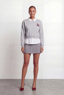 Ivey Graphic Shirt Collar Layered Sweatshirt