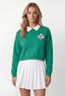 Ivey Graphic Shirt Collar Layered Sweatshirt