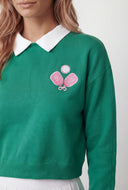 Ivey Graphic Shirt Collar Layered Sweatshirt