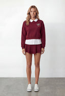 Ivey Graphic Shirt Collar Layered Sweatshirt