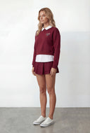 Ivey Graphic Shirt Collar Layered Sweatshirt