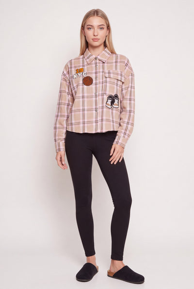 Graphic Patch Plaid Shirt