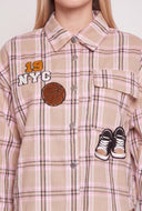 Graphic Patch Plaid Shirt