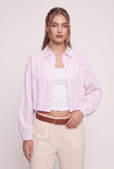 Striped Crop Bubble Shirt