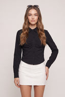 Ruched Button Front Top