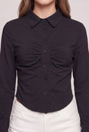 Ruched Button Front Top