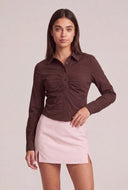Ruched Button Front Top