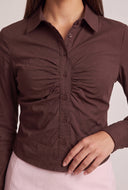 Ruched Button Front Top