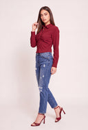 Ruched Button Front Top