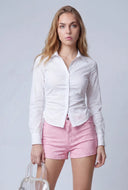 Ruched Button Front Shirt