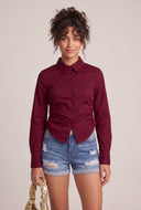 Ruched Button Front Shirt